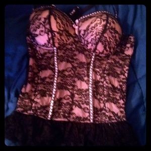 Pink & Black lace bustiea top